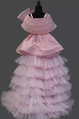 Pink high low party dress for teens girls