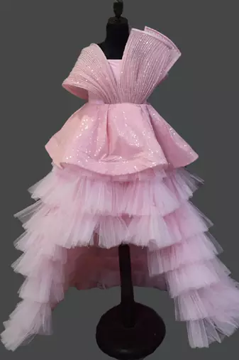 Pink high low party dress for teens girls