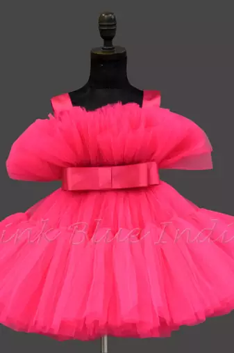 Hot pink barbie dress for baby girl birthday