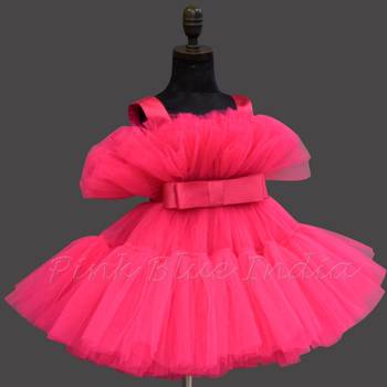 Hot pink barbie dress for baby girl birthday 2