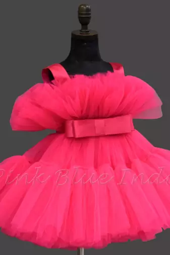 Hot pink barbie dress for baby girl birthday