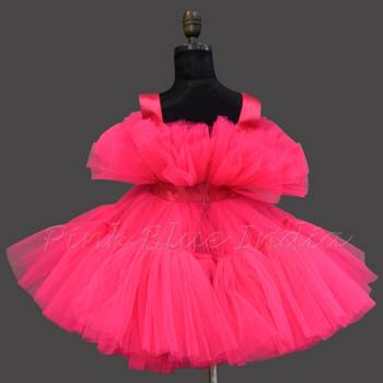 Hot pink barbie dress for baby girl birthday 3