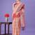 peach lichi art silk with printed and zari weaving saree with blouse