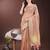 peach organza with thread work and zari weaving saree with blouse