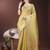 yellow organza with thread work and zari weaving saree with blouse