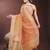 orange organza with thread work and zari weaving saree with blouse
