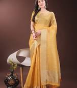 mustrad organza with thread work and zari weaving saree with blouse