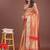 orange organza with thread work and zari weaving saree with blouse