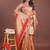 orange organza with thread work and zari weaving saree with blouse