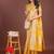 yellow organza with thread work and zari weaving saree with blouse