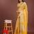 yellow organza with thread work and zari weaving saree with blouse