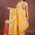 yellow organza with thread work and zari weaving saree with blouse