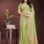 light green organza with thread work and zari weaving saree with blouse