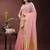 light pink organza with thread work and zari weaving saree with blouse