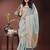 sky blue organza with thread work and zari weaving saree with blouse