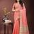 peach organza with thread work and zari weaving saree with blouse
