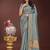 sky blue organza with thread work and zari weaving saree with blouse