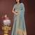 sky blue organza with thread work and zari weaving saree with blouse