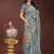 sky blue organza with thread work and zari weaving saree with blouse