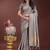 grey organza with thread work and zari weaving saree with blouse