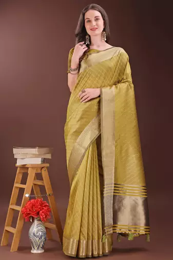 mustrad organza with thread work and zari weaving saree with blouse