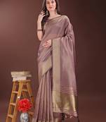 magenta organza with thread work and zari weaving saree with blouse