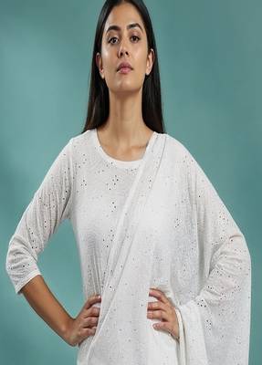 White Cotton straight Kurta set 3
