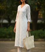 White Cotton straight Kurta set