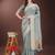 light blue organza with thread work and zari weaving saree with blouse