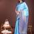 sky blue lichi art silk with woven zari work saree with blouse