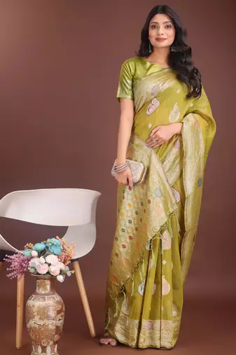 mustrad linen cotton with jacquard work and zari weaving saree with blouse