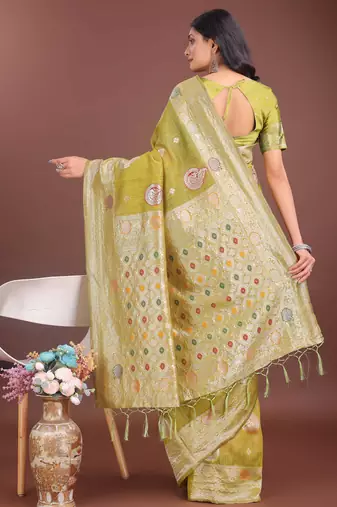 mustrad linen cotton with jacquard work and zari weaving saree with blouse