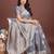 grey linen cotton with jacquard work and zari weaving saree with blouse