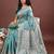 sea green linen cotton with jacquard work and zari weaving saree with blouse