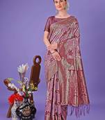 purple cotton with with jacquard work and zari weaving saree with blouse