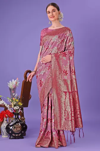 pink cotton with with jacquard work and zari weaving saree with blouse