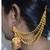 Antique gold temple jhumka earrings - traditional south indian wedding jewelry set with ear chain