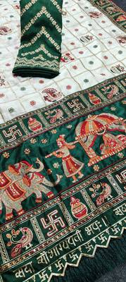 white silk saree with embroidered lace and latkan details 5