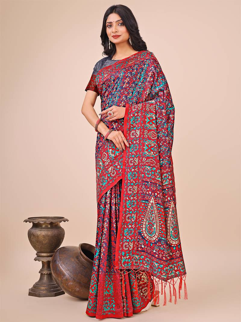 pink cotton fabric with with jacquard work and zari weaving saree with blouse