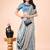 sky blue cotton fabric with with jacquard work and zari weaving saree with blouse
