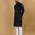Black cotton rayon sequins work straight men's kurta pyjama