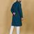 Blue cotton rayon sequins work straight men's kurta pyjama