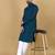 Blue cotton rayon sequins work straight men's kurta pyjama