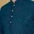 Blue cotton rayon sequins work straight men's kurta pyjama