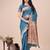 blue linen cotton with jacquard work and zari weaving saree with blouse