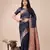 navy blue linen cotton with jacquard work and zari weaving saree with blouse
