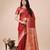 red linen cotton with jacquard work and zari weaving saree with blouse