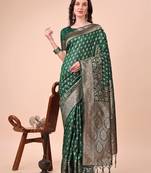 green lichi art silk with woven zari work saree with blouse