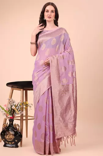 light pink cotton fabric with with jacquard work and zari weaving saree with blouse