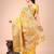 yellow linen cotton with jacquard work and zari weaving saree with blouse